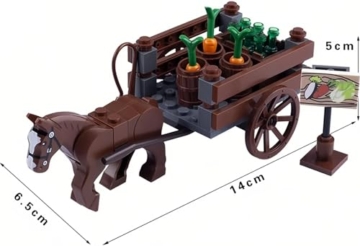 TRavesty Militärische Mittelalterliche Figuren Kutsche Streitwagen Bausteine Set, Mittelalterlicher Figuren Wagenmodell Bausteine Bausatz, Custom Krieg Pferd Kit für Minifiguren - 2