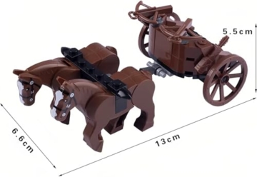TRavesty Militärische Mittelalterliche Figuren Kutsche Streitwagen Bausteine Set, Mittelalterlicher Figuren Wagenmodell Bausteine Bausatz, Custom Krieg Pferd Kit für Minifiguren - 3