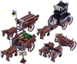 TRavesty Militärische Mittelalterliche Figuren Kutsche Streitwagen Bausteine Set, Mittelalterlicher Figuren Wagenmodell Bausteine Bausatz, Custom Krieg Pferd Kit für Minifiguren - 1
