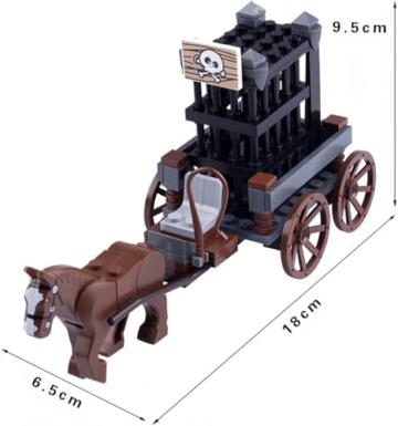 TRavesty Militärische Mittelalterliche Figuren Kutsche Streitwagen Bausteine Set, Mittelalterlicher Figuren Wagenmodell Bausteine Bausatz, Custom Krieg Pferd Kit für Minifiguren - 5