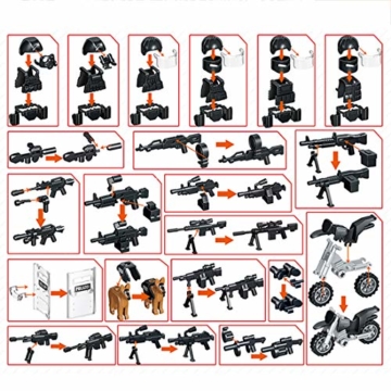 TRCS Custom Waffen Militär Krieg WW2 Set für Figuren Kinde Mini Soldaten SWAT Polizei Kompatibel mit Lego