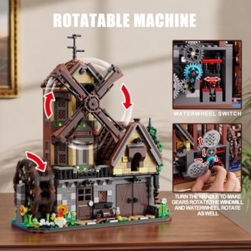 TYCOLE T2155 – Holzhaus mit Windmühle & Wasserrad Motor