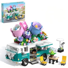 TYCOLE Botanicals Wohnmobil Bauset, 862 Teile City Abenteuer Wohnwagen Spielzeugauto mit Blumen, Kreatives Geschenk für Kinder Jungen Mädchen 6 Jahre - 1