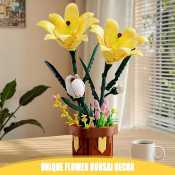 TYCOLE Botanisches Lilien-Bauset, künstliches Topfpflanzen-Bauset, DIY-Dekoblumen für Zuhause und als Geschenk, kompatibel mit gängigen Marken, für Kinder, Mädchen und Erwachsene ab 6 Jahren - 5