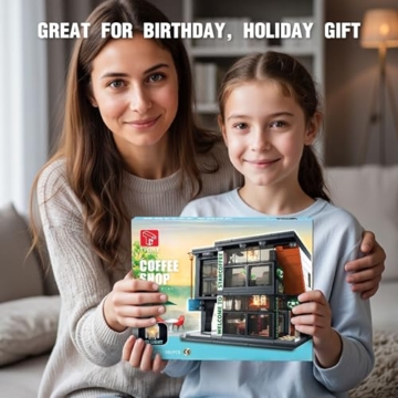 TYCOLE City Café Bausatz mit Licht, 581 Stück Klemmbausteine, Architektur Modell Kaffee Haus, Kreatives Geschenk für Kinder, Jungen, Mädchen und Erwachsene ab 6 Jahren, Deko für Zuhause & Büro - 6
