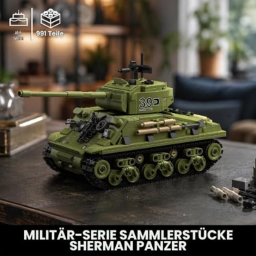 TYCOLE M4 Sherman Panzer Klemmbausteine Set, WW2 Militärmodell, 991 Teile - 2