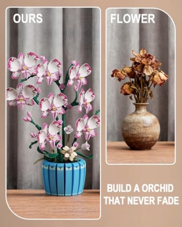 TYCOLE Orchideen Bausatz - 779 Künstliche Blumen Bausteine Botanicals Deko für Home Office, kreatives Geschenk für Kinder, Erwachsene und Jugendliche, Geburtstag, Weihnachten, Valentinstag - 7