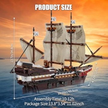 TYCOLE Piratenschiff-Bauset mit Beleuchtung - Mayflower Schiffsmodellspielzeug, Zuhause und Büro für Piratenfans, ideale für Erwachsene und Jungen im Alter von 8-14 Jahren als Geburtstag (2076 Teile) - 8
