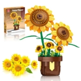 TYCOLE Sonnenblumen Bausteine Set - Botanischer Blumenstrauß für Heimdekoration, Kreative Blumensammlung für Erwachsene Frauen Männer, 291 Teile Deko Geschenkidee zu Geburtstag Weihnachten - 1