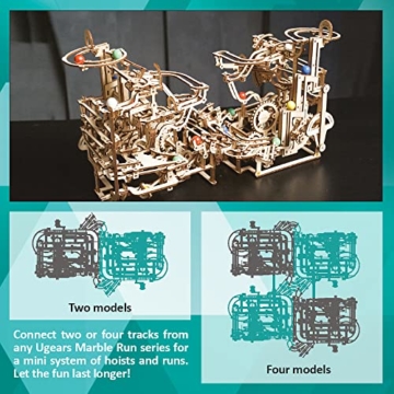 UGEARS 3D Puzzle Kugelbahn aus Holz - Murmel-Kettenbahn - DIY Spielset - Holzmurmelbahn - Modellbausatz für Erwachsene - Kugelbahn aus Holz - Kinetische Skulptur 3D Holzpuzzle - Konstruktionsspielzeug - 3