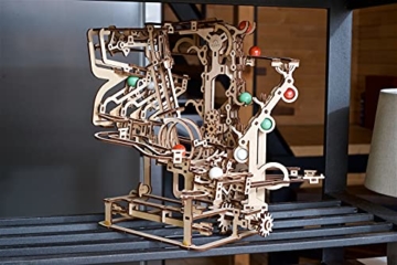 UGEARS 3D Puzzle Kugelbahn aus Holz - Murmel-Kettenbahn - DIY Spielset - Holzmurmelbahn - Modellbausatz für Erwachsene - Kugelbahn aus Holz - Kinetische Skulptur 3D Holzpuzzle - Konstruktionsspielzeug - 6