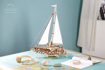 Ugears 3D Puzzle Trimaran Merihobus Schiff Segelboot Holzpuzzle Modellbau Set Denkspiel - DIY Puzzle Lernspielzeug - Umweltfreundlicher Holz Modellbausatz - Für Erwachsene & Kinder - 7
