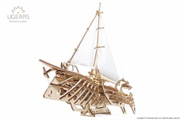 Ugears 3D Puzzle Trimaran Merihobus Schiff Segelboot Holzpuzzle Modellbau Set Denkspiel - DIY Puzzle Lernspielzeug - Umweltfreundlicher Holz Modellbausatz - Für Erwachsene & Kinder - 8