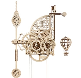UGEARS Aero Uhr Holzpuzzle Erwachsene - Modellbau 3D Puzzle Holz Bausatz Modelle - Mechanisches Modell Aero Wanduhr mit pendel - 3D Puzzle holzmodelle bausätze bastelset Magic Holz Pendeluhr Puzzle - 1