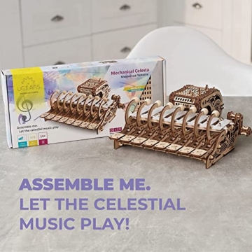UGEARS Mechanisches Celesta 3D Puzzle - Multifunktionales Musikinstrument mit Klavier, Spieluhr und Xylophon - 3D Holzpuzzle Erwachsene und Kinder - Modellbau Holzbausatz - Musical Modellbausatz - 5