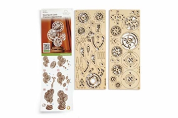 Ugears Steampunk-Uhr 3D Holzpuzzle - Holzuhr Mechanischer Modellbausatz - DIY Modellbausätze für Erwachsene, Jugendliche und Kinder - Ideales Weihnachts- und Neujahrsgeschenk - Wunderschöne Wohnkultur - 6