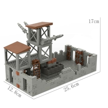 UINOFER Militär Szene Baustein Set, DIY Militärbasen Architektur Modell, WW2 Militärische Wachsames Haus Architektur, Kompatibles 75387 Zubehör (Army Base) - 5