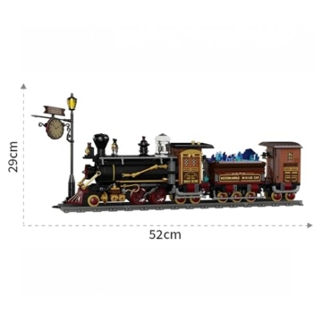 Unativer Steampunk Erzbergwerk Zug Bausteine Bausatz, 1402 Teile Industrielle Dampflok mit Güterwagen, Mechanisches Eisenbahn Baumodell Baustein Spielzeuge im Vintage Stil für Dekoration - 7