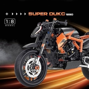 Unativer Technik Motorrad Bausteine Modell, 579 Teile Supermotorrad Bausteine für Superduke 1290R Technik Rennen Superbike Modellbausatz, Superbike Konstruktionsspielzeu für Kinder Erwachsene (60501) - 2