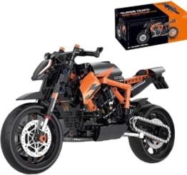Unativer Technik Motorrad Bausteine Modell, 579 Teile Supermotorrad Bausteine für Superduke 1290R Technik Rennen Superbike Modellbausatz, Superbike Konstruktionsspielzeu für Kinder Erwachsene (60501) - 1