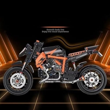 Unativer Technik Motorrad Bausteine Modell, 579 Teile Supermotorrad Bausteine für Superduke 1290R Technik Rennen Superbike Modellbausatz, Superbike Konstruktionsspielzeu für Kinder Erwachsene (60501) - 4
