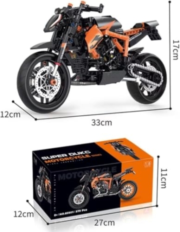Unativer Technik Motorrad Bausteine Modell, 579 Teile Supermotorrad Bausteine für Superduke 1290R Technik Rennen Superbike Modellbausatz, Superbike Konstruktionsspielzeu für Kinder Erwachsene (60501) - 6