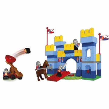 UNICOplus 8571-0001 Castello Medievale Con 91 Pezzi, 4 Cavalieri, Catapulta E Cavallo, Gioco Di Costruzione Per Bambini