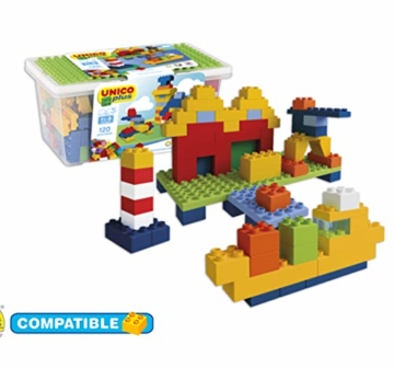 Unico Plus 8502 Box 120 TLG + Unico 8597 Tankstelle mit Auto Figur - 5