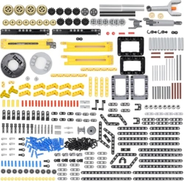 UpGLeuch Technik Ersatzteile Set für Major Technik Modellbausatz, Klemmbausteine Technik Getriebe Zahnräder und Technik Pneumatik Verbinder,Stifte und Technik Hydraulik (498Teile) - 1