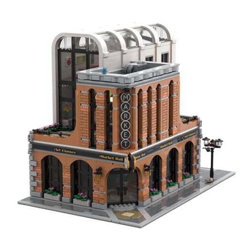 Vectolbricks Brick Market Klemmbausteine Set, Retro MOC Modulares Street View Gebäude, Eckhaus Stadthaus Sammlermodell für Erwachsene (3459 Teile) - 2