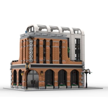 Vectolbricks Brick Market Klemmbausteine Set, Retro MOC Modulares Street View Gebäude, Eckhaus Stadthaus Sammlermodell für Erwachsene (3459 Teile) - 4