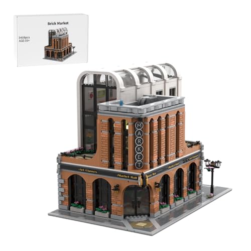 Vectolbricks Brick Market Klemmbausteine Set, Retro MOC Modulares Street View Gebäude, Eckhaus Stadthaus Sammlermodell für Erwachsene (3459 Teile) - 1
