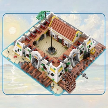 Vectolbricks Castilo Hafenburg Bausteine Set, Seaside Harbor Castle Küstenarchitektur Klemmbausteine Modell, Hafenstadt Sammlermodell für Erwachsene (3292 Teile) - 3