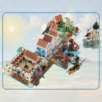 Vectolbricks Castilo Hafenburg Bausteine Set, Seaside Harbor Castle Küstenarchitektur Klemmbausteine Modell, Hafenstadt Sammlermodell für Erwachsene (3292 Teile) - 4