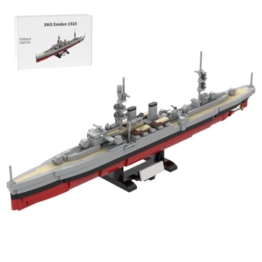 Vectolbricks Klemmbausteine Kriegsschiff Modell mit detaillierten Waffen, 930 Teile 1:300 Maßstab Deutsch Schlachtschiff Leichter Kreuzer MOC Militär Technik Groß Schiff Set - 1
