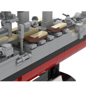 Vectolbricks Klemmbausteine Kriegsschiff Modell mit detaillierten Waffen, 930 Teile 1:300 Maßstab Deutsch Schlachtschiff Leichter Kreuzer MOC Militär Technik Groß Schiff Set - 4