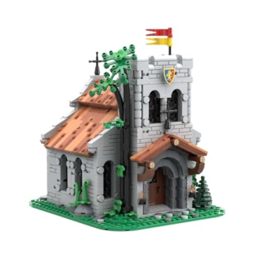 Vectolbricks Mittelalterlicher Burg Bausteine, 1449 Stück Löwe-Ritter-Kirche Modell Mittelalter Klemmbausteine Haus Set für Erwachsene und Jugen, MOC-153931 - 2