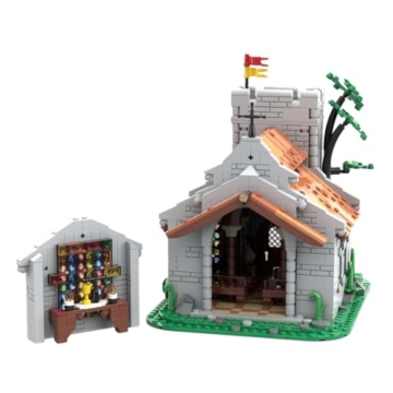Vectolbricks Mittelalterlicher Burg Bausteine, 1449 Stück Löwe-Ritter-Kirche Modell Mittelalter Klemmbausteine Haus Set für Erwachsene und Jugen, MOC-153931 - 5