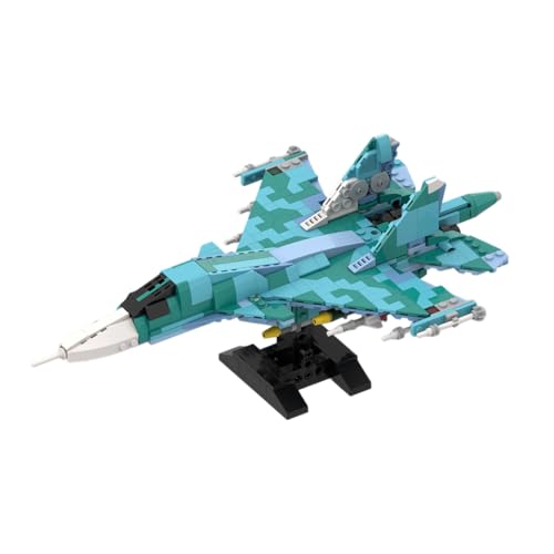 Vectolbricks Su-34 Fighter Bomber Klemmbausteine Set, 1:70 Militär Russischer Jet Kampfflugzeug Modell, Kampfjet Sammlermodell für Erwachsene (720 Teile) - 2