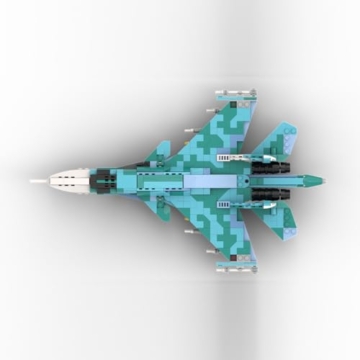 Vectolbricks Su-34 Fighter Bomber Klemmbausteine Set, 1:70 Militär Russischer Jet Kampfflugzeug Modell, Kampfjet Sammlermodell für Erwachsene (720 Teile) - 4