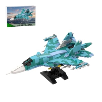 Vectolbricks Su-34 Fighter Bomber Klemmbausteine Set, 1:70 Militär Russischer Jet Kampfflugzeug Modell, Kampfjet Sammlermodell für Erwachsene (720 Teile) - 1