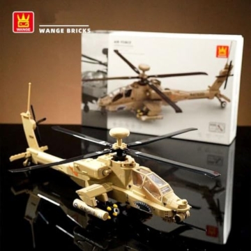 WANGE Modell des Apache-AH-64-Hubschraubers Zum Zusammenbauen Mit Bausteinen. Flugmodellbau 1:48. Angriffshubschrauber. - 3