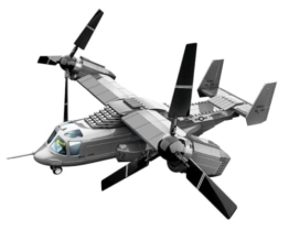WANGE Modellbau V22 Osprey. Mehrzweck-Flugzeugmodell zum Zusammenbauen mit Blöcken, 1:44 - 1
