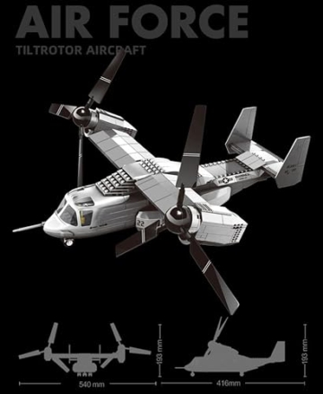 WANGE Modellbau V22 Osprey. Mehrzweck-Flugzeugmodell zum Zusammenbauen mit Blöcken, 1:44 - 4