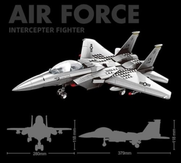 WANGE Modellbausatz F15 Eagle Modell eines zweimotorigen taktischen Jagdflugzeugs zum Zusammenbauen mit Blöcken, Modellbau 1:48. - 3