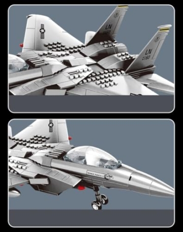 WANGE Modellbausatz F15 Eagle Modell eines zweimotorigen taktischen Jagdflugzeugs zum Zusammenbauen mit Blöcken, Modellbau 1:48. - 4