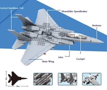 WANGE Modellbausatz F15 Eagle Modell eines zweimotorigen taktischen Jagdflugzeugs zum Zusammenbauen mit Blöcken, Modellbau 1:48. - 5