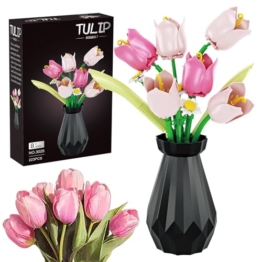 WINNER SPACE Tulpen Blumen Bauspielzeugset mit Vase, 223pcs Botanical Collection Bauklotz Spielzeug Pflanzen Home Deko, Geschenk zu Valentinstag, Muttertag Für Freundin Freund Mädchen 8+ - 1