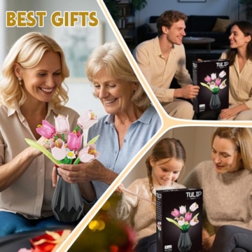 WINNER SPACE Tulpen Blumen Bauspielzeugset mit Vase, 223pcs Botanical Collection Bauklotz Spielzeug Pflanzen Home Deko, Geschenk zu Valentinstag, Muttertag Für Freundin Freund Mädchen 8+ - 10