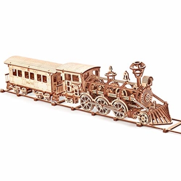 Wood Trick Holzspielzeugzug Set mit Eisenbahn - Mechanisches Modellbausatz für Lokomotivzugspielzeug - 3D-Holzpuzzle, Denksport für Erwachsene und Kinder, Bestes DIY-Spielzeug - 8